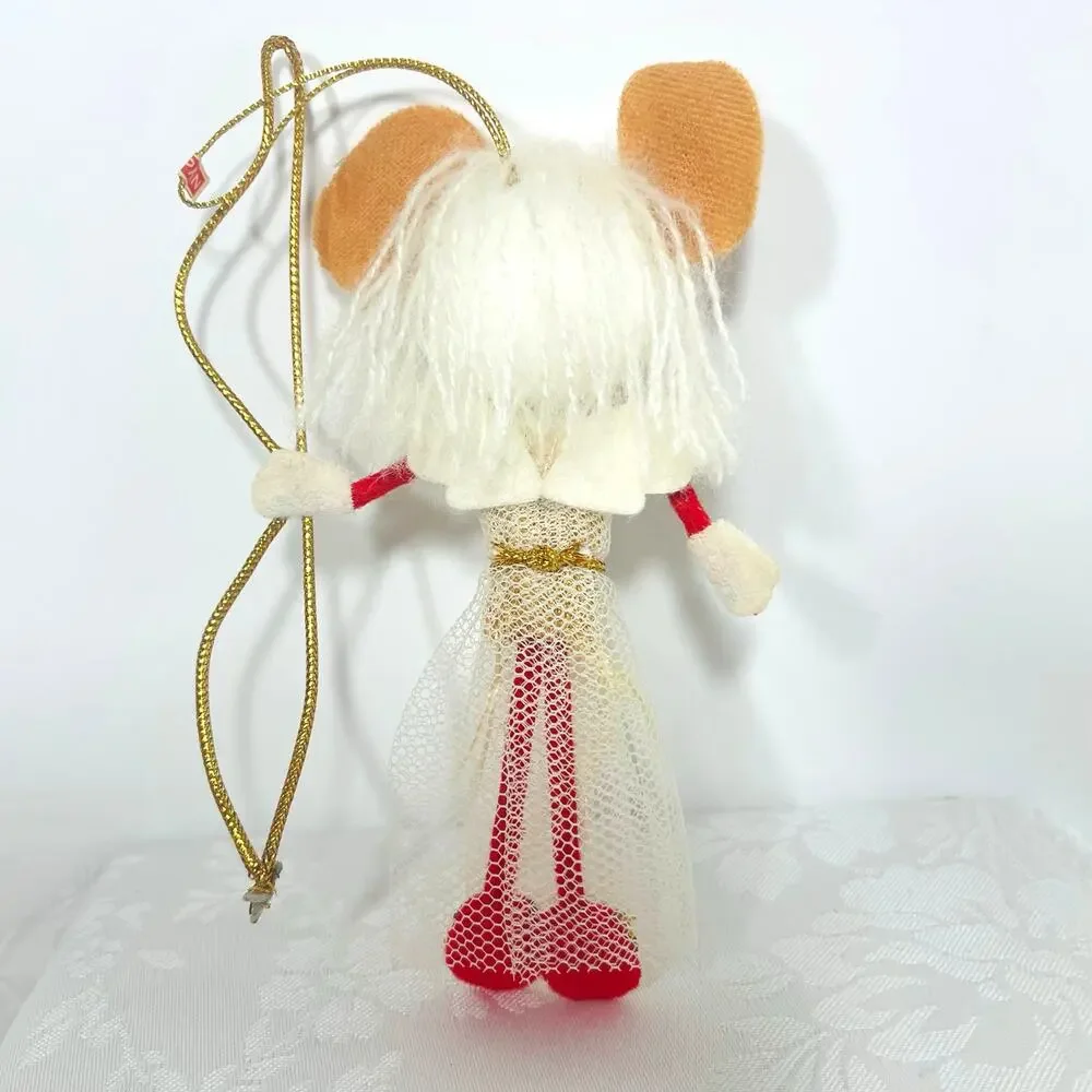 Handmade Vtg 50s Christmas Ornament Felt Pixie Mouse Japan MCM Mid-Century